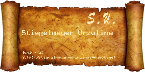 Stiegelmayer Urzulina névjegykártya